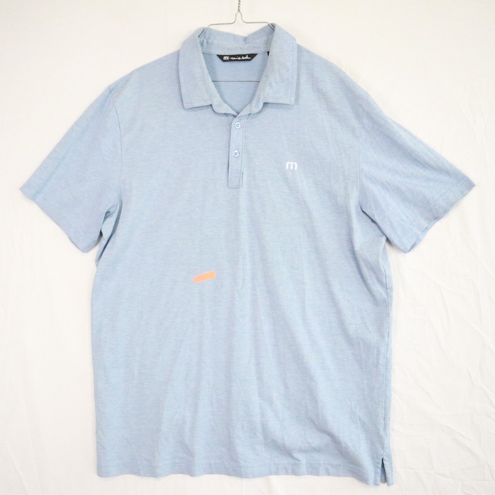 Travis Mathew Polo Shirt Mens XL Golf Pima Cotton Blend Casual Blue Short Sleeve